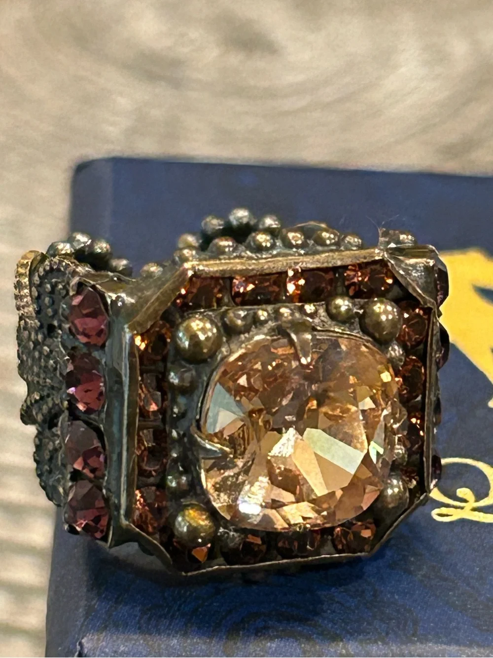 Papyrus Niquea.D Sorrelli Octagon Brass and Crystal Cocktail Ring